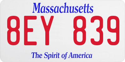 MA license plate 8EY839