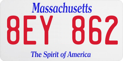 MA license plate 8EY862