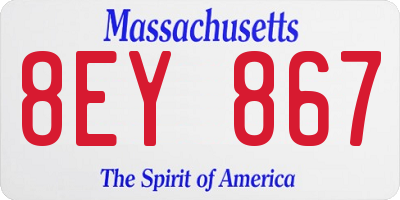 MA license plate 8EY867