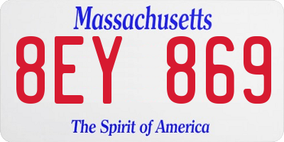 MA license plate 8EY869