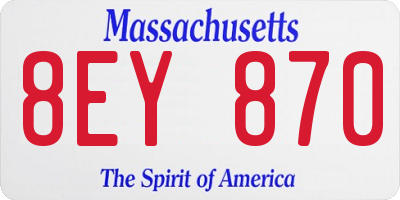 MA license plate 8EY870