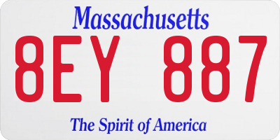 MA license plate 8EY887