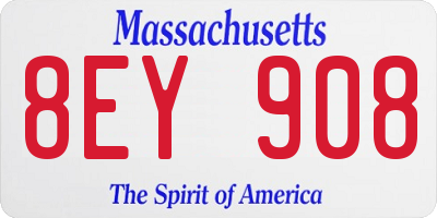MA license plate 8EY908