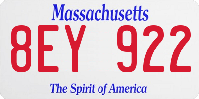 MA license plate 8EY922