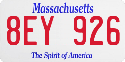 MA license plate 8EY926