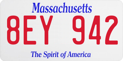 MA license plate 8EY942