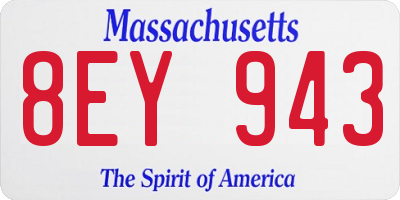 MA license plate 8EY943