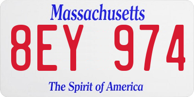 MA license plate 8EY974