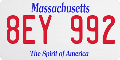 MA license plate 8EY992