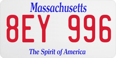 MA license plate 8EY996