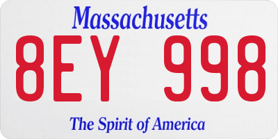 MA license plate 8EY998