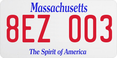 MA license plate 8EZ003