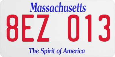MA license plate 8EZ013