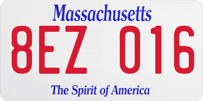 MA license plate 8EZ016