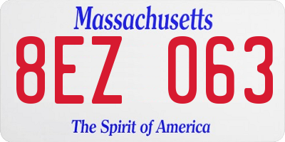 MA license plate 8EZ063