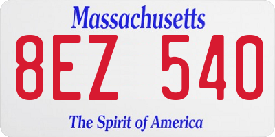MA license plate 8EZ540