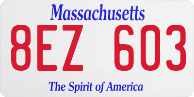 MA license plate 8EZ603