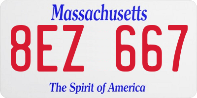 MA license plate 8EZ667