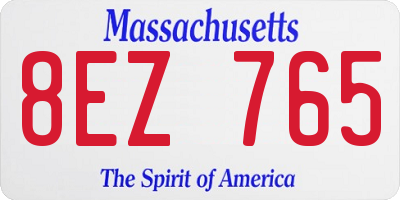MA license plate 8EZ765