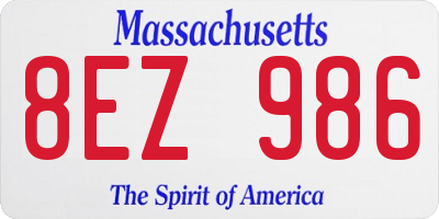 MA license plate 8EZ986