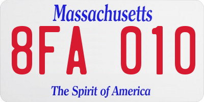 MA license plate 8FA010