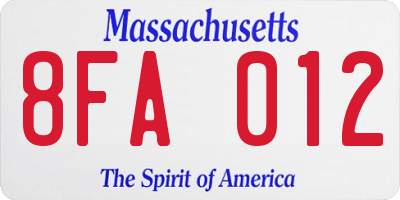 MA license plate 8FA012