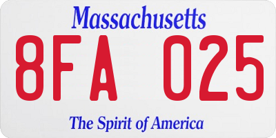 MA license plate 8FA025