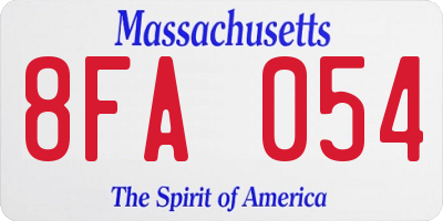 MA license plate 8FA054