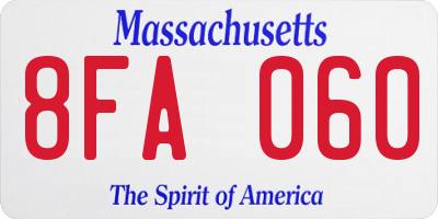 MA license plate 8FA060