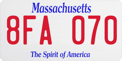 MA license plate 8FA070