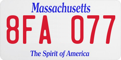 MA license plate 8FA077