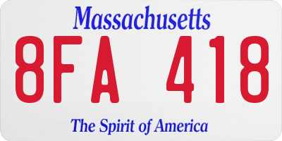 MA license plate 8FA418