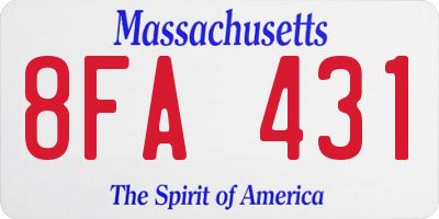 MA license plate 8FA431