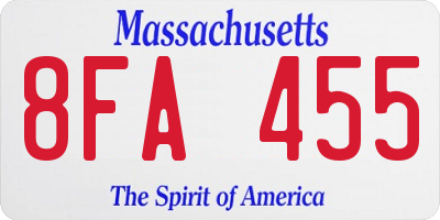 MA license plate 8FA455