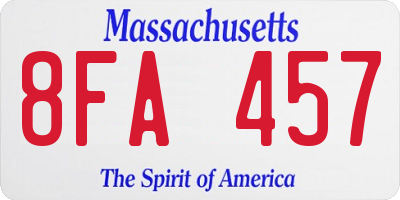 MA license plate 8FA457