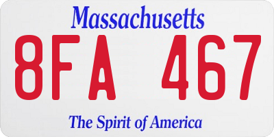 MA license plate 8FA467