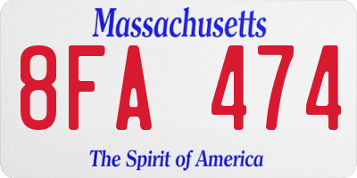 MA license plate 8FA474