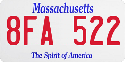MA license plate 8FA522