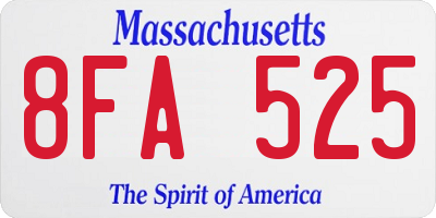 MA license plate 8FA525