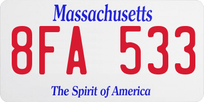 MA license plate 8FA533