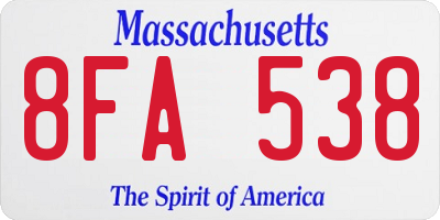 MA license plate 8FA538
