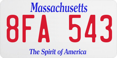 MA license plate 8FA543