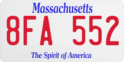 MA license plate 8FA552