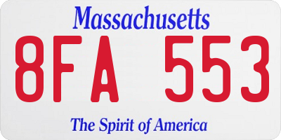 MA license plate 8FA553