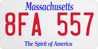 MA license plate 8FA557