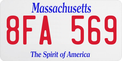 MA license plate 8FA569