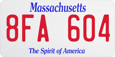 MA license plate 8FA604