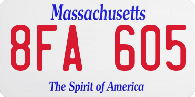 MA license plate 8FA605