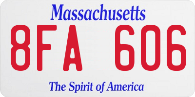 MA license plate 8FA606