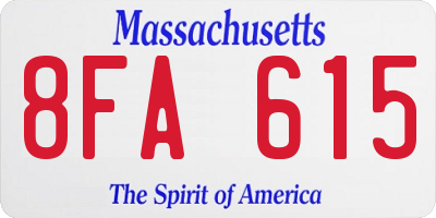 MA license plate 8FA615
